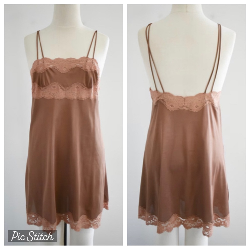 Vintage Brown Lace Slip
